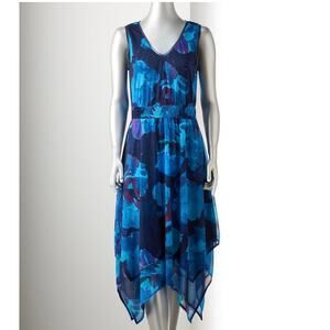 Simply Vera Wang Blue Floral Dress Size L